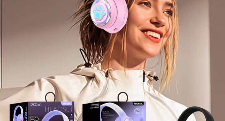Cute Cat Paw LED Light Bluetooth Headphones – Over-Ear Gaming Headset for PC, Phone & Tablet AKZ61 f