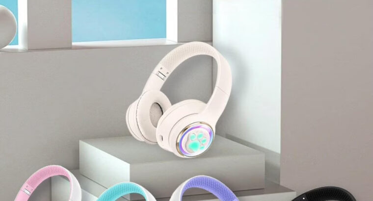 Cute Cat Paw LED Light Bluetooth Headphones – Over-Ear Gaming Headset for PC, Phone & Tablet AKZ61 f