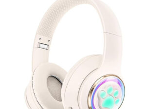 Cute Cat Paw LED Light Bluetooth Headphones – Over-Ear Gaming Headset for PC, Phone & Tablet AKZ61 f