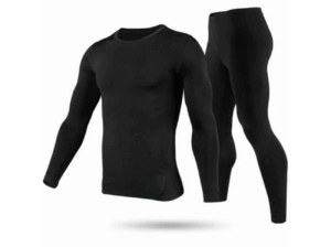 Black-2XL-GPCT3103 Men Thermal Underwear Set for Long Johns Pants, Long Sleeve Soft Underwear Kit &