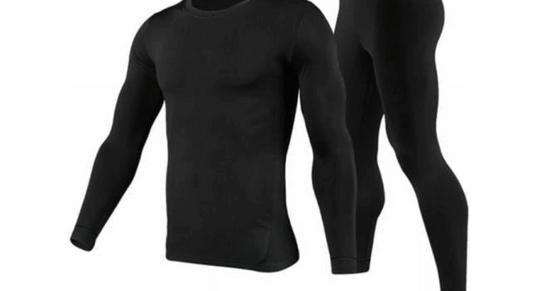 Black-2XL-GPCT3103 Men Thermal Underwear Set for Long Johns Pants, Long Sleeve Soft Underwear Kit &