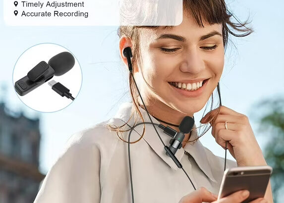 Bluetooth Mini Microphone for iPhone, iPad – Wireless Lavalier Lapel Mic for Video Recording