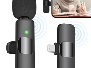 Bluetooth Mini Microphone for iPhone, iPad – Wireless Lavalier Lapel Mic for Video Recording