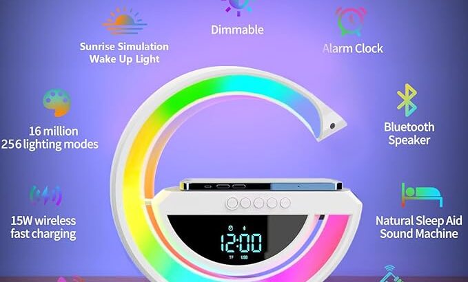 Table Lamp RGB Smart Bluetooth Speaker Wireles Technology LED Speaker Sound Box & Bluetooth Charger