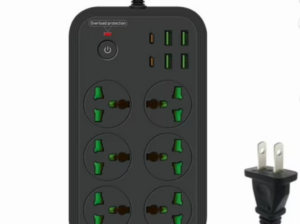 6 Plugs + PD + 4-USB Ports Multifunctional Flame-Retardant Socket With Switch(US Plug)