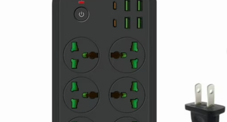 6 Plugs + PD + 4-USB Ports Multifunctional Flame-Retardant Socket With Switch(US Plug)