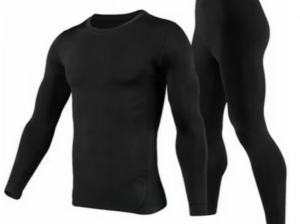 Black-2XL-GPCT3103 Men Thermal Underwear Set for Long Johns Pants
