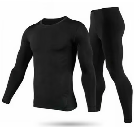 Black-2XL-GPCT3103 Men Thermal Underwear Set for Long Johns Pants