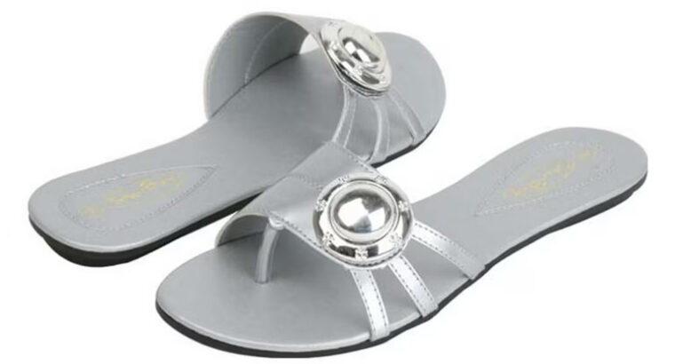 Women’s Fashion Slide Sandals Circle Metallic Crystal Design Flats flip flop and Open Toe Sandals