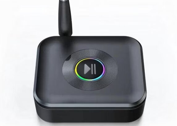 Bluetooth 5.1 Receiver with RGB Light 3.5mm Aux Low Latency Dual Connection Wireless Audio Adapter G