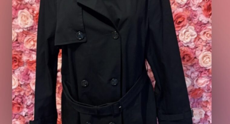 Mango Navy Blue Double-Breasted Knee-length Trench Coat with Belt(2XL)