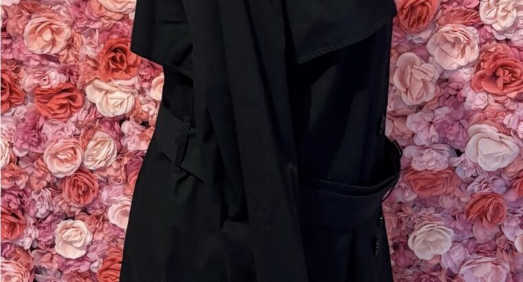 Mango Navy Blue Double-Breasted Knee-length Trench Coat with Belt(2XL)